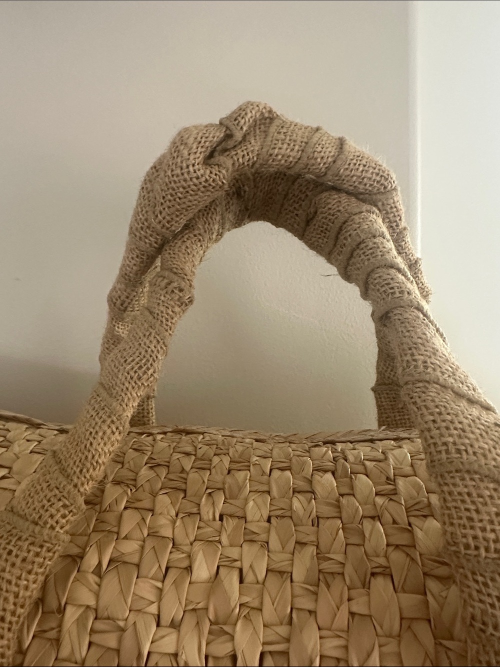 Vintage 60s 70s Mexican Hand Woven Straw Tote Bag Yarn Embroidered Boho - Picture 4 of 12